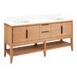 72" Aliso Console Double Vanity with Rect Undermount - Outlets - Natural Teak - AW Quartz - 3 Hole, , large image number 0