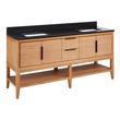 72" Aliso Console Double Vanity with Rect Undermount - Outlets - Natural Teak - CB Quartz - 3 Hole, , large image number 0