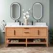 72" Aliso Console Double Vanity with Rect Undermount - Outlets - Natural Teak, , large image number 1