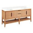 72" Aliso Console Double Vanity with Rect Undermount - Outlets - Natural Teak - FW Quartz - 1 Hole, , large image number 0