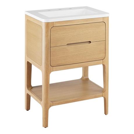 24" Rheya Narrow Console Vanity and Sink - Blonde Oak