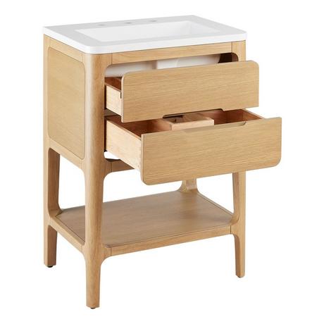24" Rheya Narrow Console Vanity and Sink - Blonde Oak