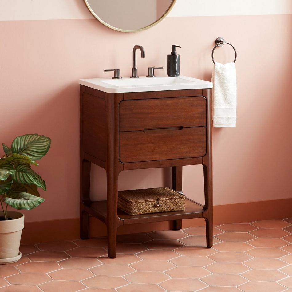 24" Rheya Narrow Console Vanity and Sink - Winterland Walnut, , large image number 0