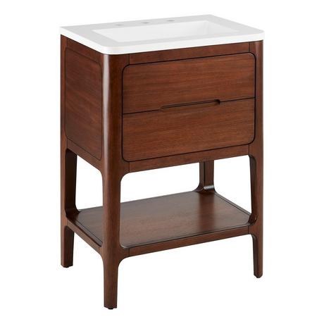 24" Rheya Narrow Console Vanity and Sink - Winterland Walnut