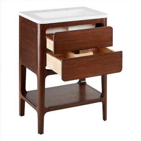 24" Rheya Narrow Console Vanity and Sink - Winterland Walnut