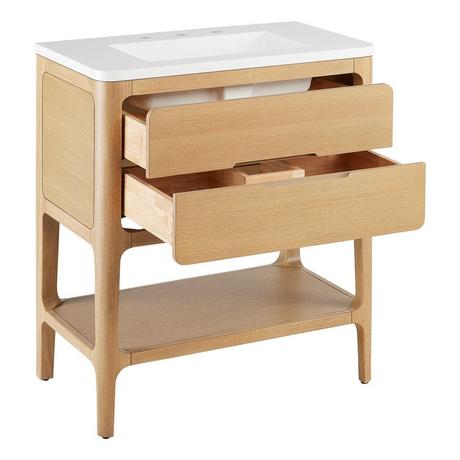 30" Rheya Narrow Console Vanity and Sink - Blonde Oak