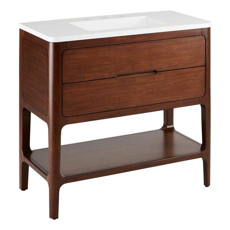 36" Rheya Narrow Console Vanity and Sink - Winterland Walnut