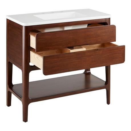 36" Rheya Narrow Console Vanity and Sink - Winterland Walnut