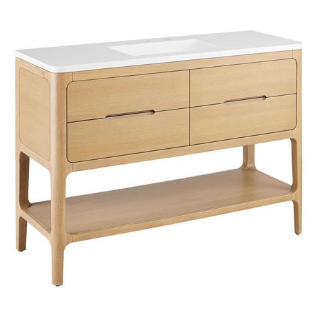 48" Rheya Narrow Console Vanity and Sink - Blonde Oak