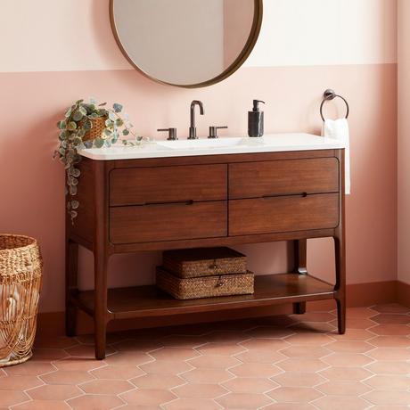 48" Rheya Narrow Console Vanity and Sink - Winterland Walnut