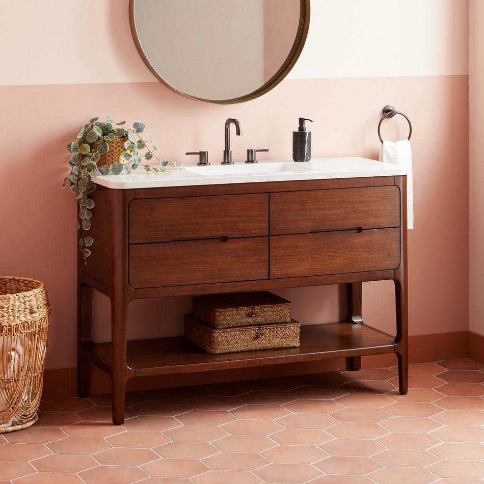 48" Rheya Narrow Console Vanity and Sink - Winterland Walnut, , large image number 0