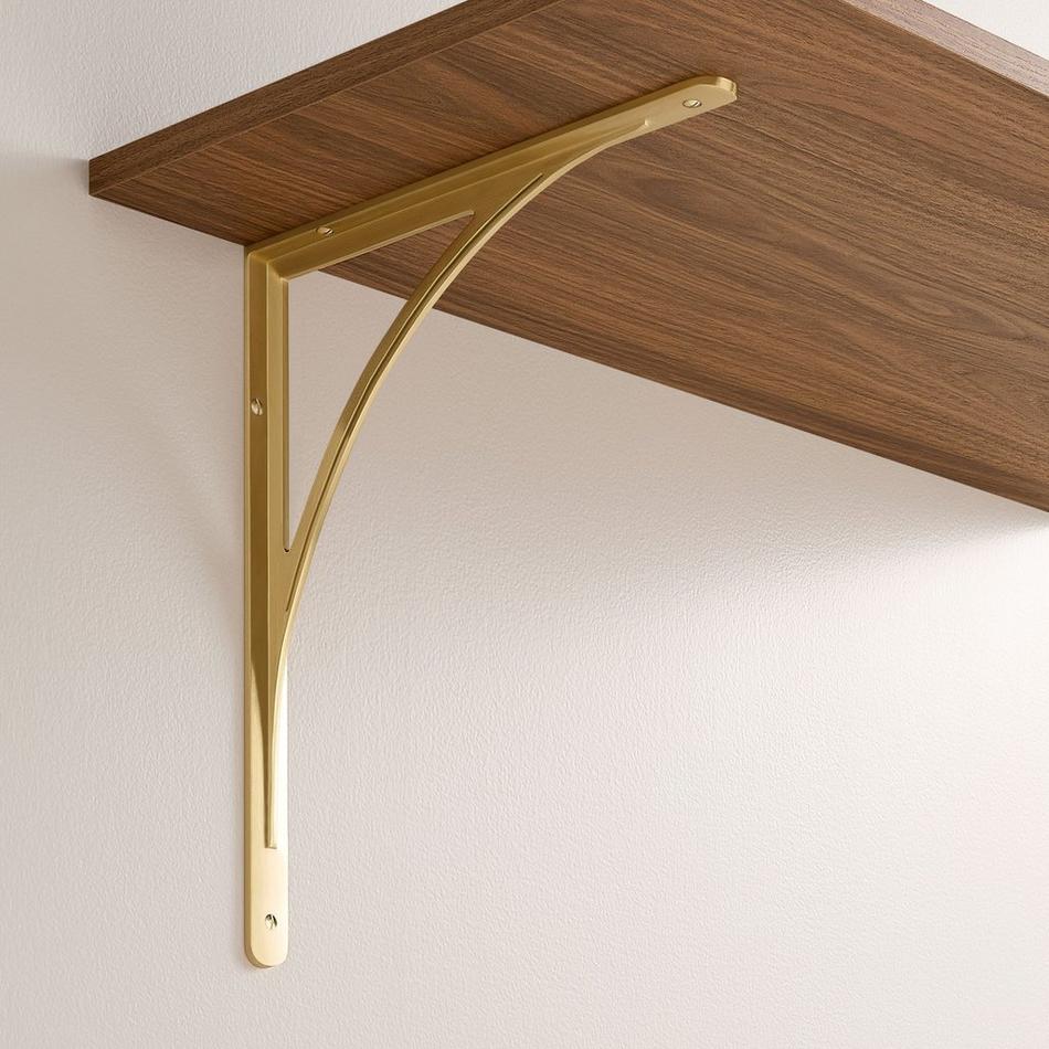 11-7/8" Avril Brass Shelf Bracket - Satin Brass, , large image number 0