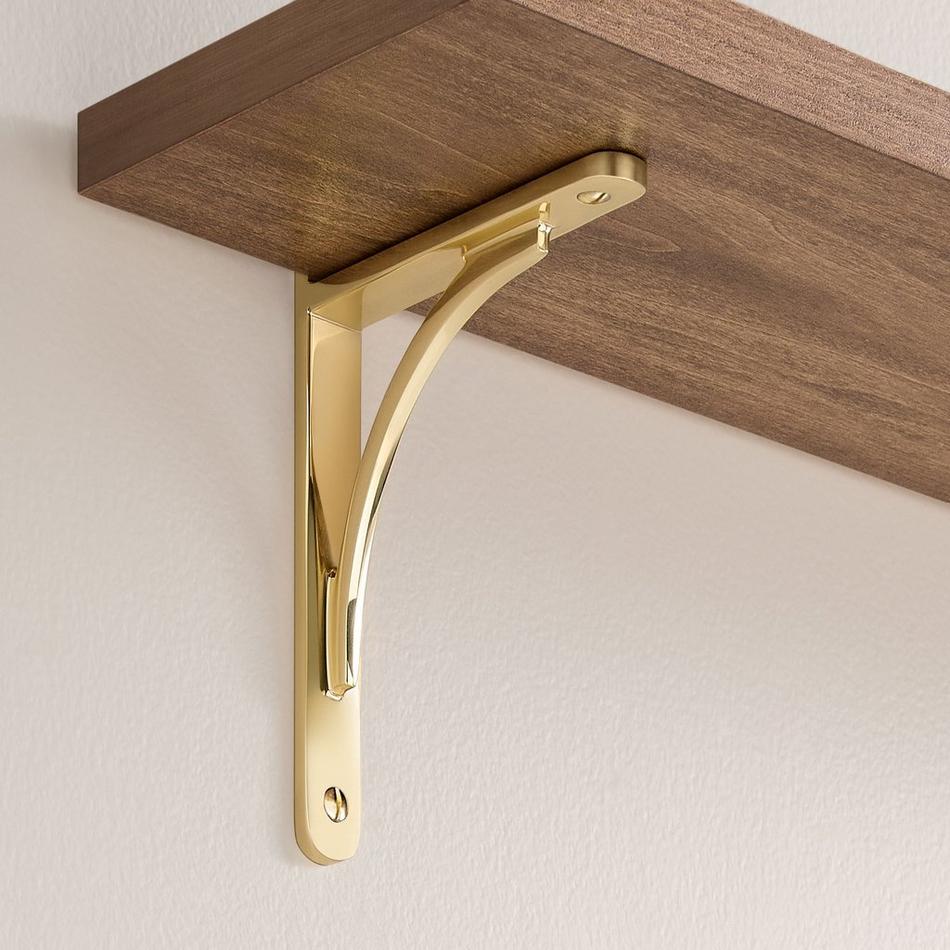 Trisden Brass Shelf Bracket, , large image number 1