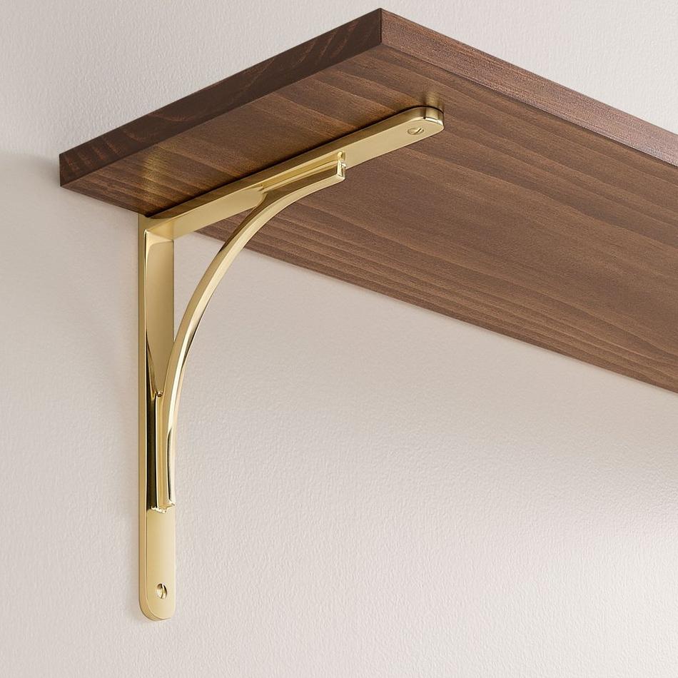 9" Trisden Brass Shelf Bracket - Polished Brass, , large image number 0