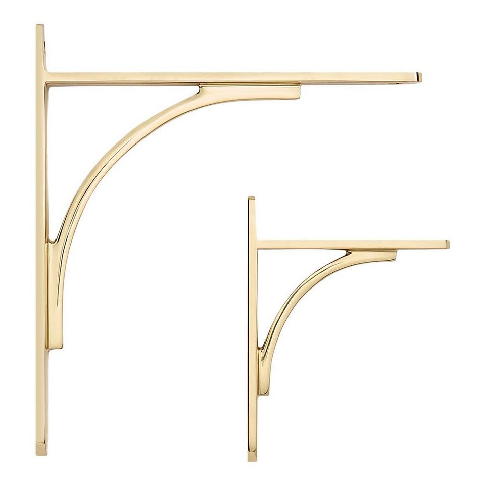 9" Trisden Brass Shelf Bracket - Polished Brass, , large image number 1