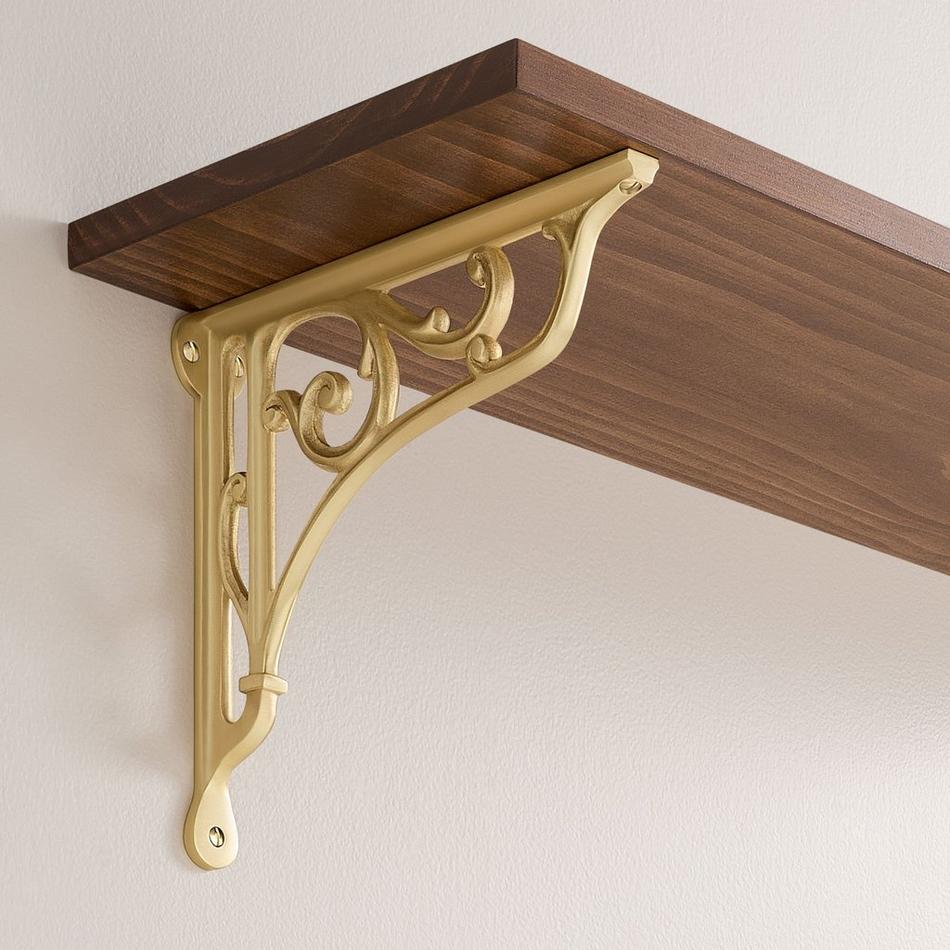 8" Amaranth Brass Shelf Bracket - Satin Brass, , large image number 0