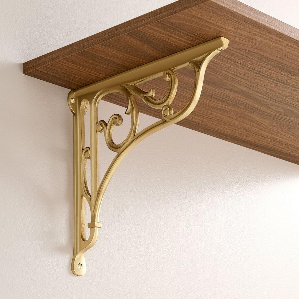 12-1/2" Amaranth Brass Shelf Bracket - Satin Brass, , large image number 0