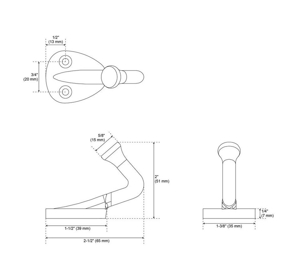 Cavill Brass Single Hook - Satin Brass, , large image number 2
