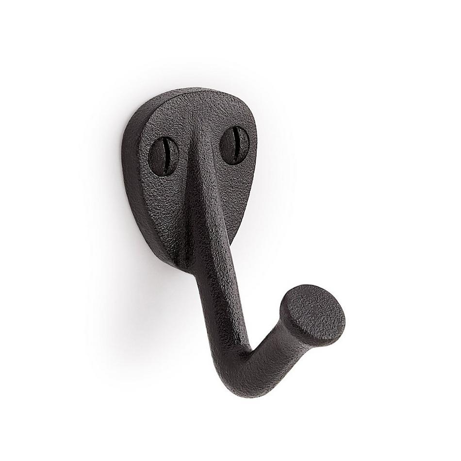 Cavill Cast Iron Single Hook - Black Powder Coat, , large image number 0