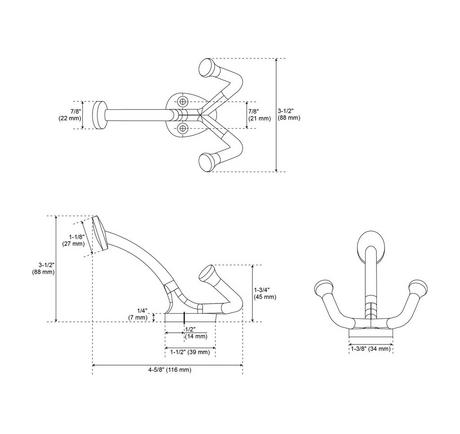 Cavill Brass Triple Hook