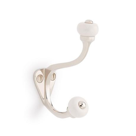 Rashida Brass Double Hook with Porcelain Knobs