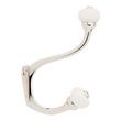 Rashida Brass Double Hook with Porcelain Knobs - Polished Nickel, , large image number 1