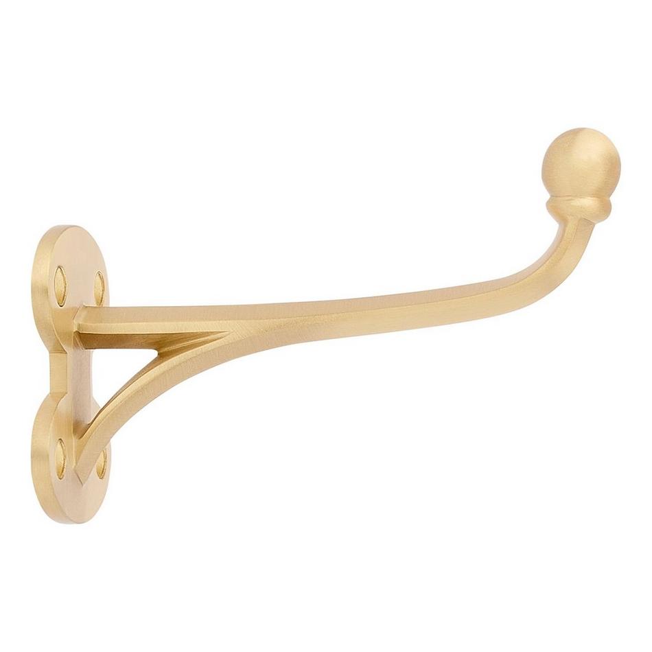 Prue Brass Single Hook - Satin Brass, , large image number 1