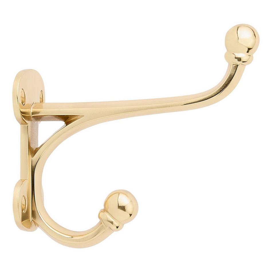 Prue Brass Double Hook - Polished Brass, , large image number 1