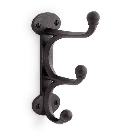 Prue Cast Iron Triple Hook - Black Powder Coat