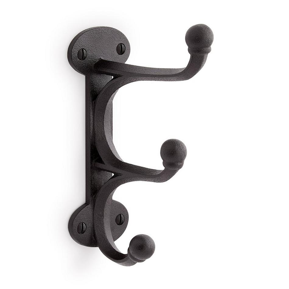 Prue Cast Iron Triple Hook - Black Powder Coat, , large image number 0