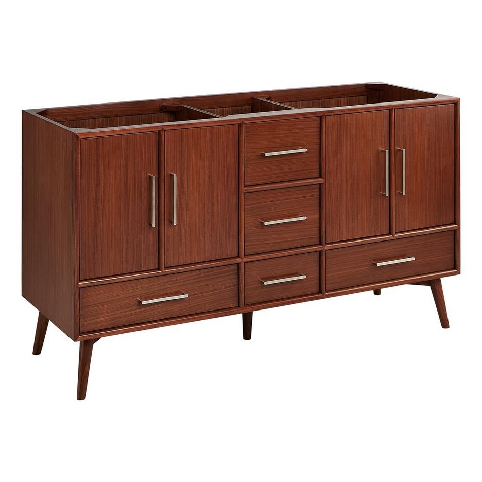 60" Novak Mahogany Double Vanity - Undermount Sinks - True Walnut - Carrara - 3 Hole, , large image number 1