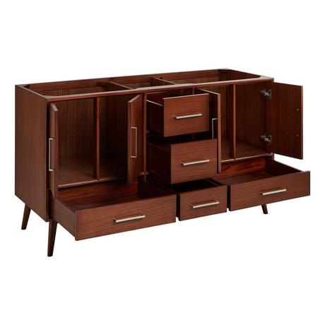 60" Novak Mahogany Double Vanity - Undermount Sinks - True Walnut