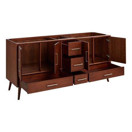 72" Novak Mahogany Double Vanity - Undermount Sinks - True Walnut
