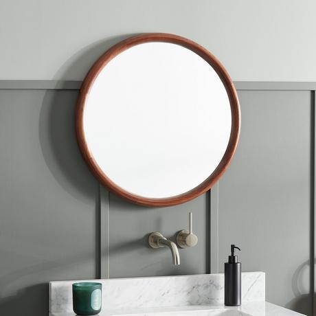 24" Novak Round Mahogany Vanity Mirror - True Walnut