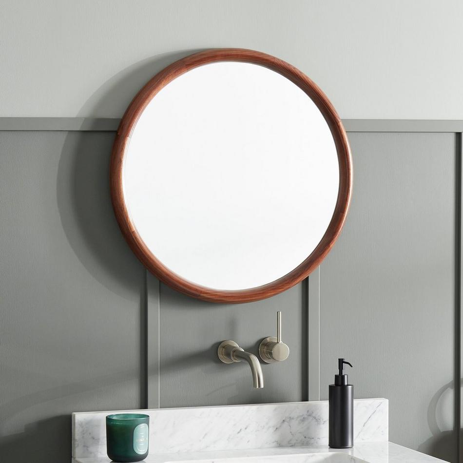 24" Novak Round Mahogany Vanity Mirror - True Walnut, , large image number 0