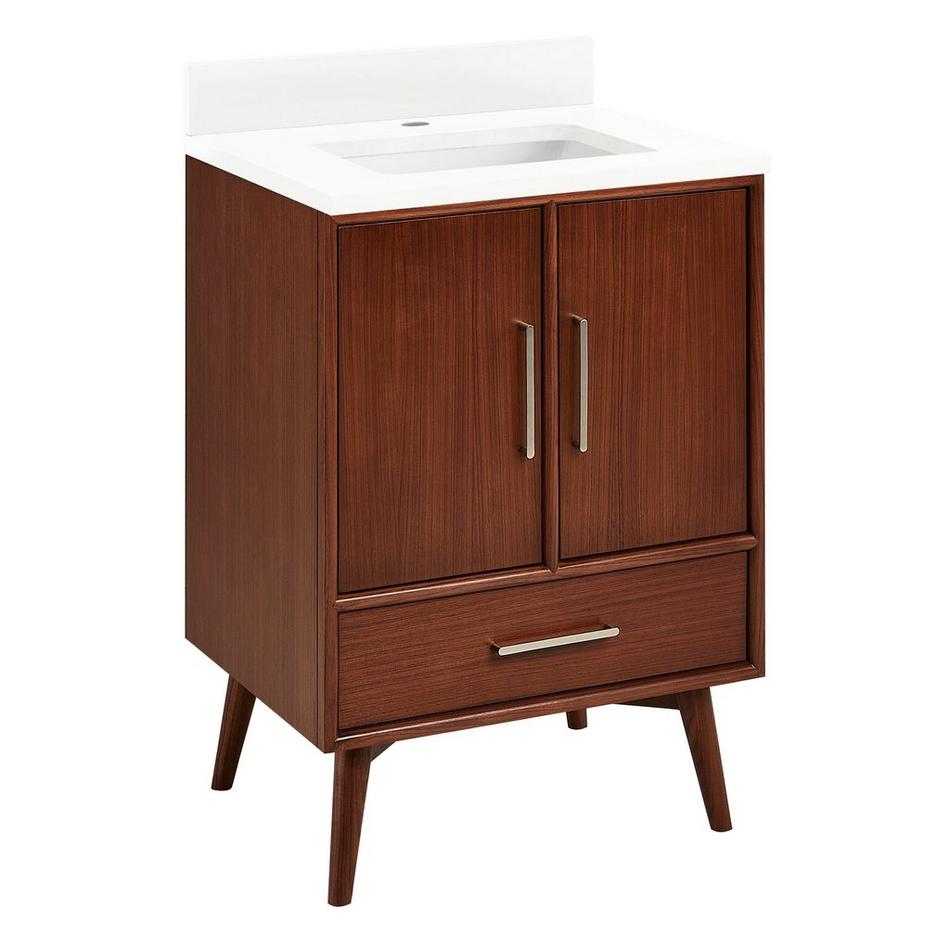 24" Novak Mahogany Vanity - Rectangular Undermount Sink - True Walnut - AW Quartz - 1 Hole, , large image number 0
