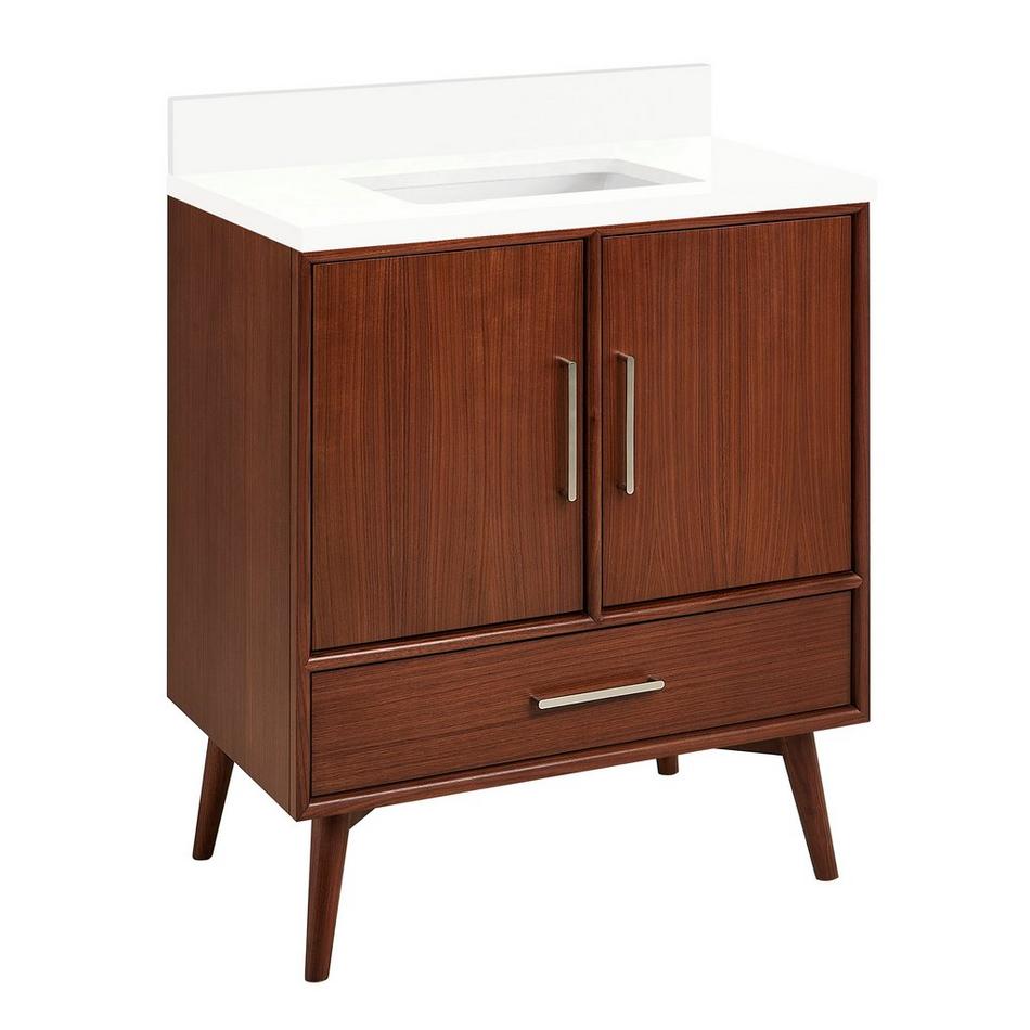 30" Novak Mahogany Vanity - Rectangular Undermount Sink - True Walnut - AW Quartz - No Hole, , large image number 0