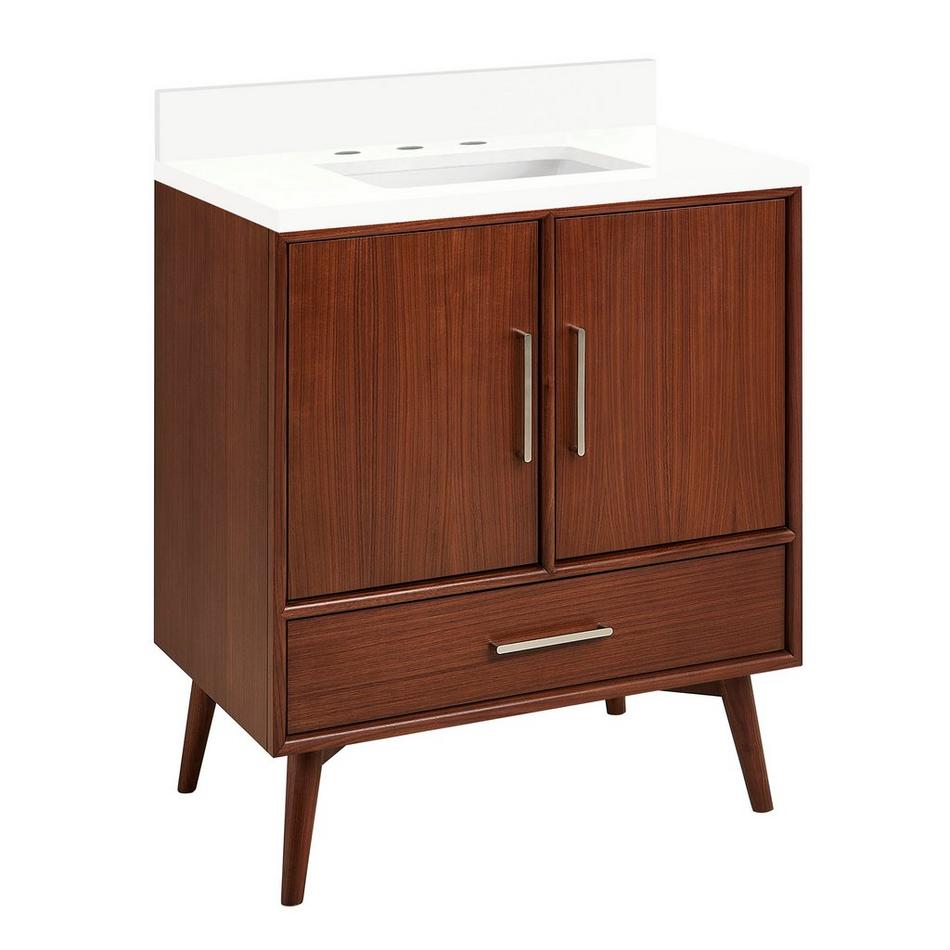 30" Novak Mahogany Vanity - Rectangular Undermount Sink - True Walnut - AW Quartz - 3 Hole, , large image number 0