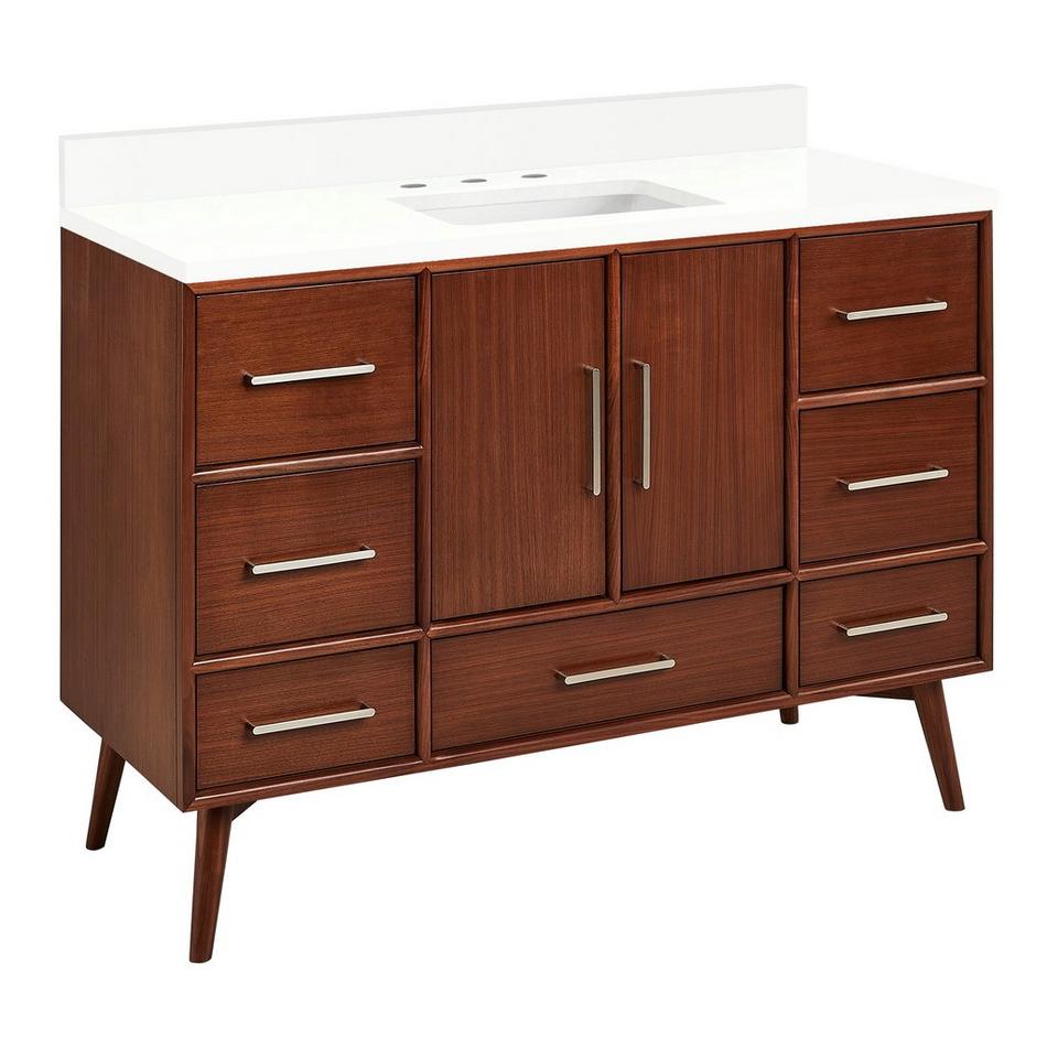 48" Novak Mahogany Vanity - Rectangular Undermount Sink - True Walnut - AW Quartz - 3 Hole, , large image number 0