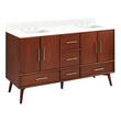 60" Novak Mahogany Double Vanity - Rectangular Undermount Sinks - True Walnut - FW Quartz - 3 Hole, , large image number 0