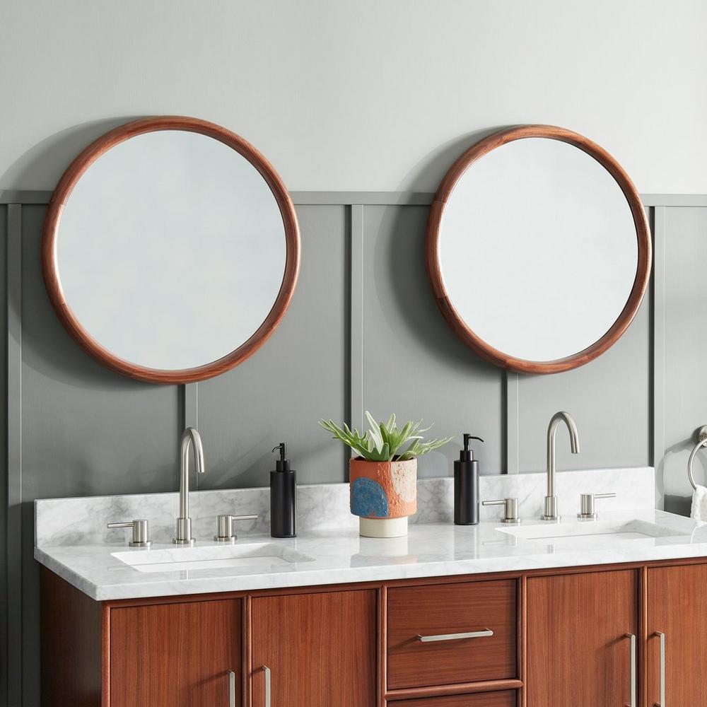 Novak Round Mahogany Vanity Mirror - True Walnut