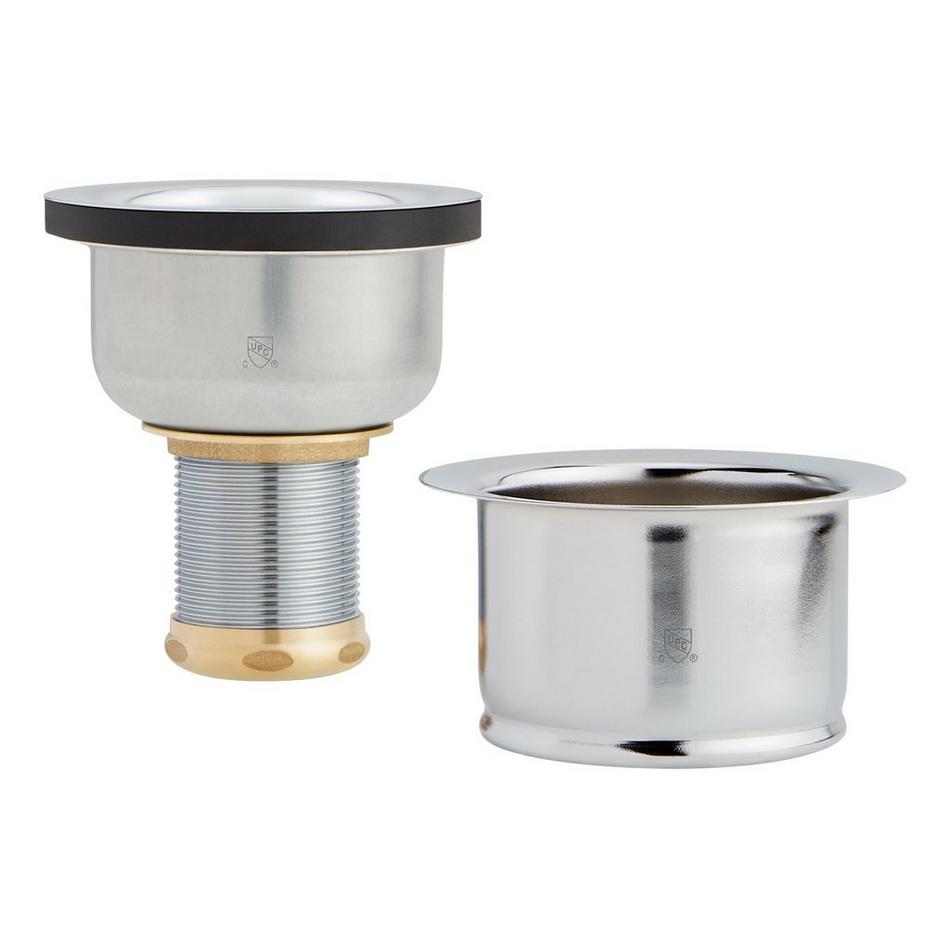Set - Deep Disposer Flange and Deep Strainer Basket with Lift Stopper - 3-1/2" - Chrome, , large image number 1
