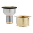Set - Deep Disposer Flange and Deep Strainer Basket with Lift Stopper - 3-1/2" - Polished Brass, , large image number 1