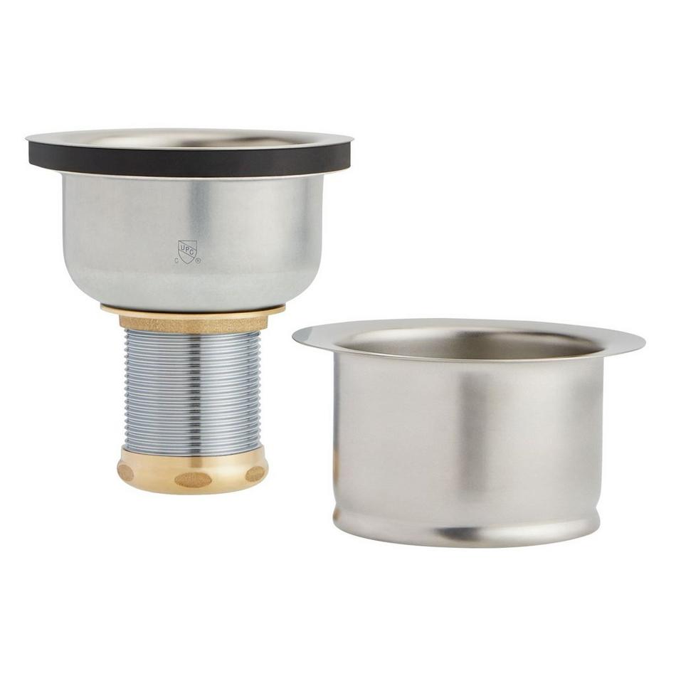 Set - Deep Disposer Flange and Deep Strainer Basket with Lift Stopper - 3-1/2" - Stainless Steel, , large image number 1
