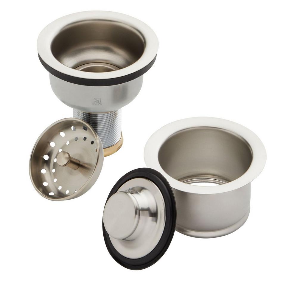 Set - Deep Disposer Flange and Deep Strainer Basket with Lift Stopper - 3-1/2" - Stainless Steel, , large image number 2