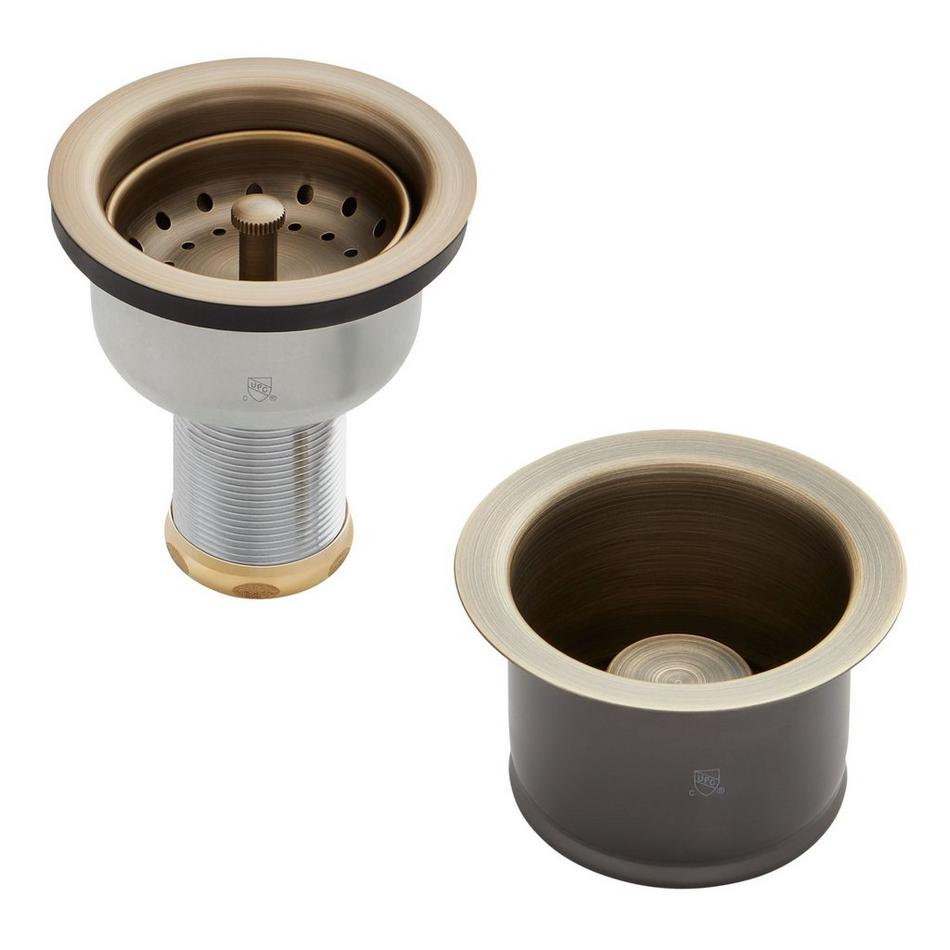 Set - Deep Disposer Flange and Deep Strainer Basket with Lift Stopper - 3-1/2", , large image number 0