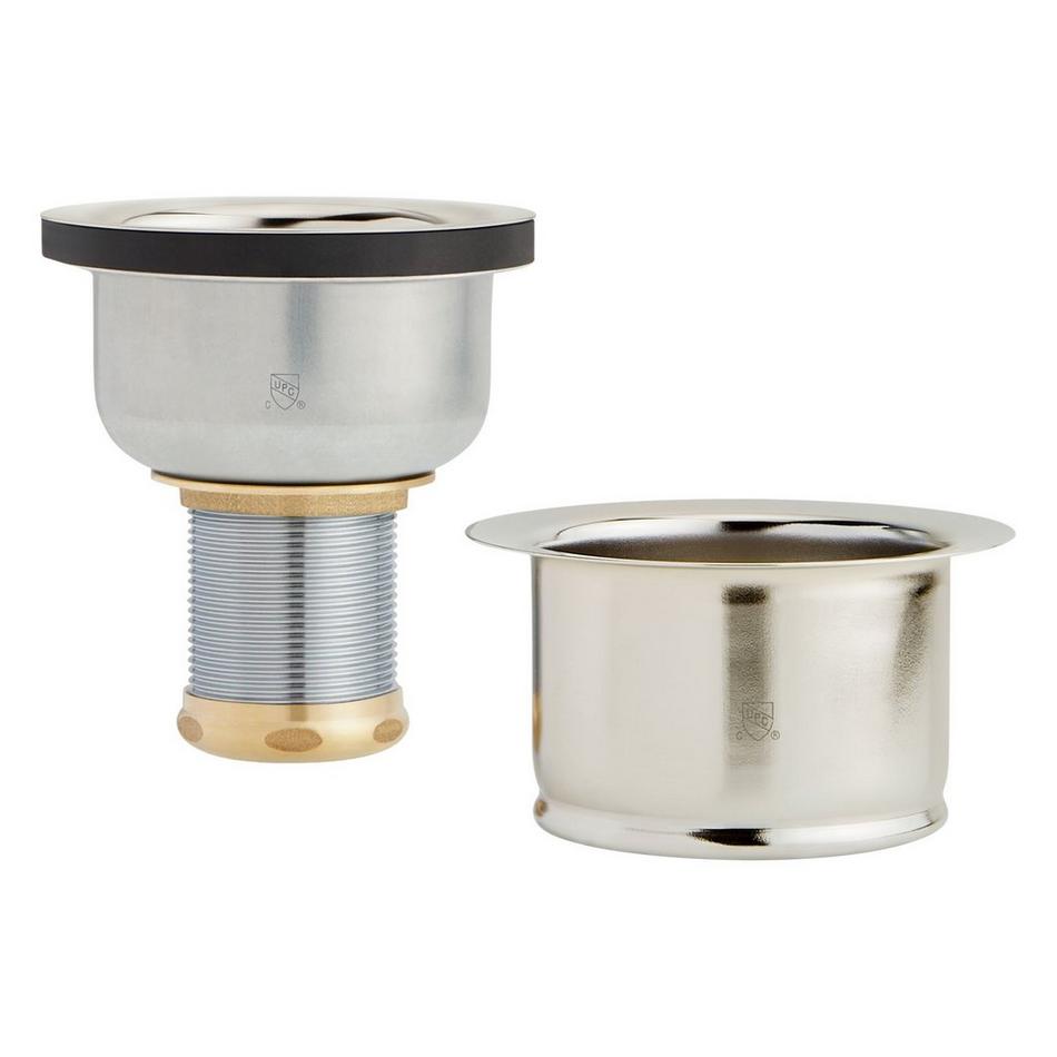 Set - Deep Disposer Flange and Deep Strainer Basket with Lift Stopper - 3-1/2" - Polished Nickel, , large image number 1
