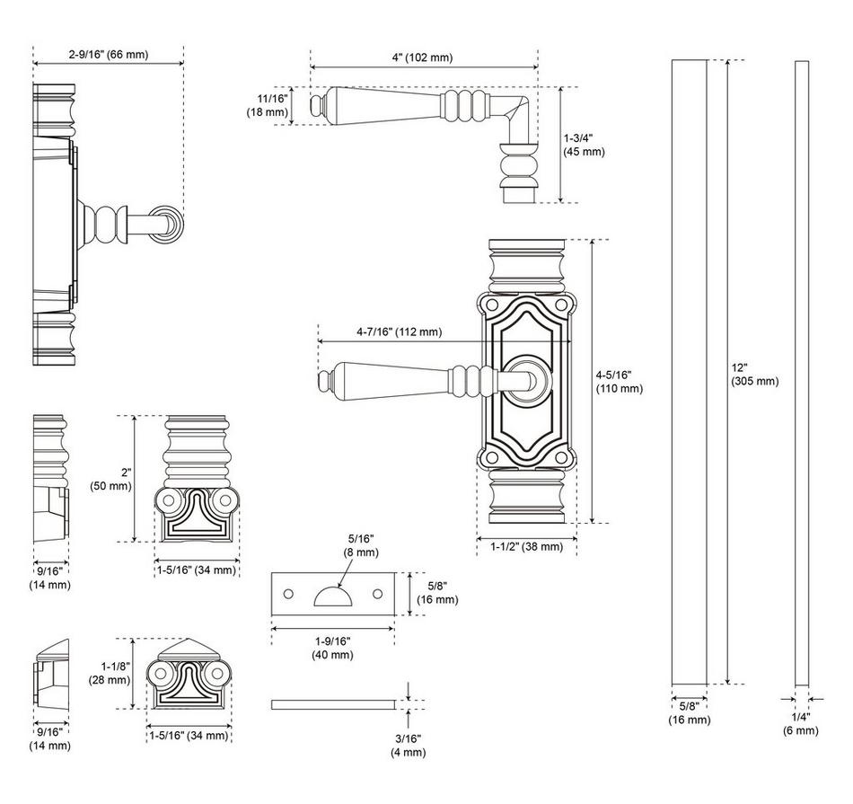 Romlain Brass Cabinet Cremone Bolt - Left Hand - Polished Brass, , large image number 4