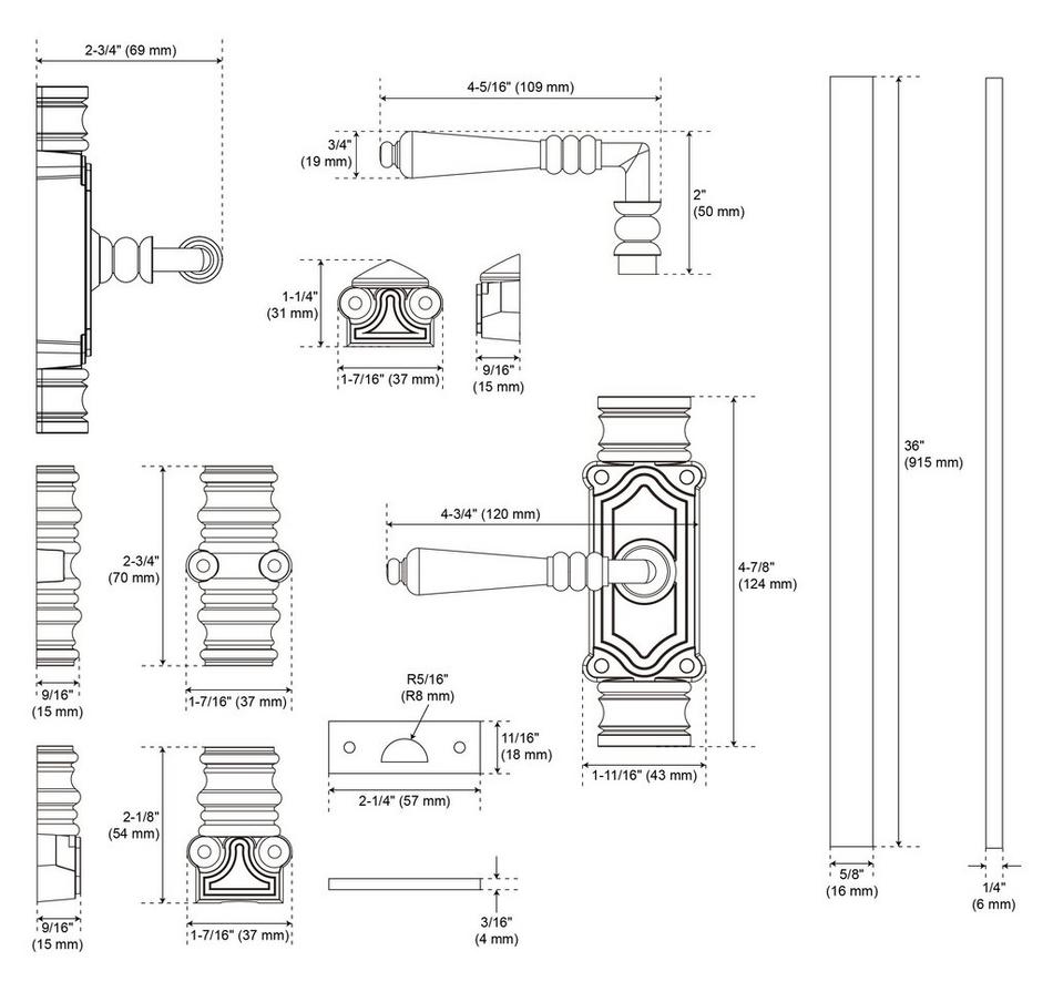 Romlain Brass Window Cremone Bolt - Left Hand - Polished Brass, , large image number 5