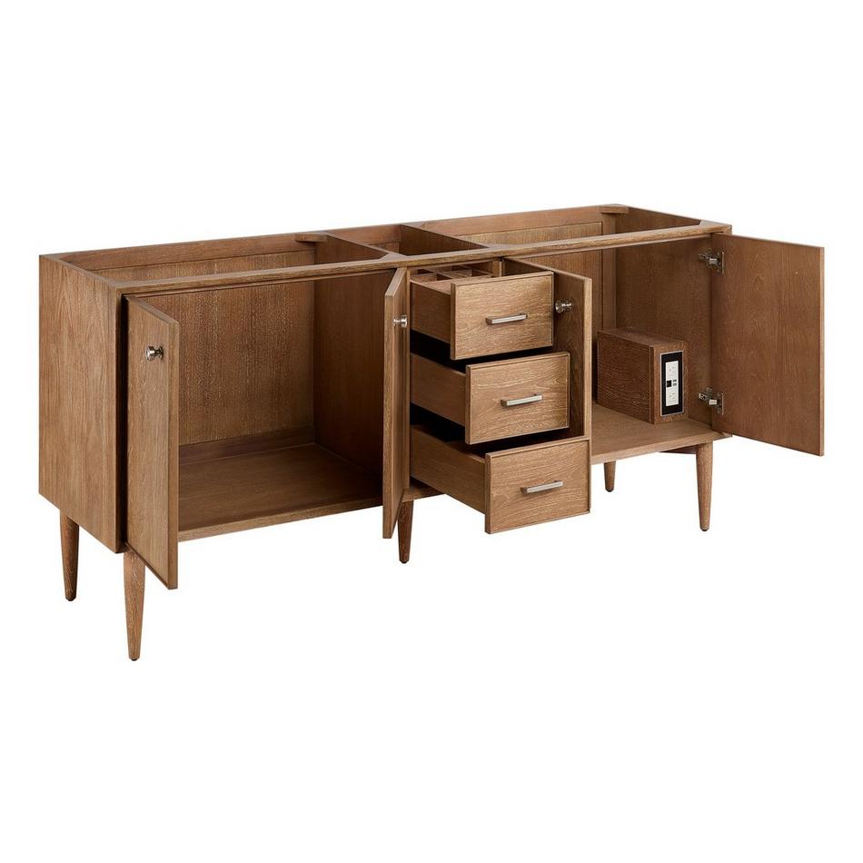 72" Wendolyn Teak Double Vanity with Rect Undermount Sinks - Outlets - Washed Teak - CB Quartz - 3H, , large image number 2